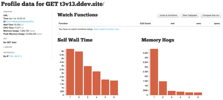 Sample XHGui screen in new XHGui feature